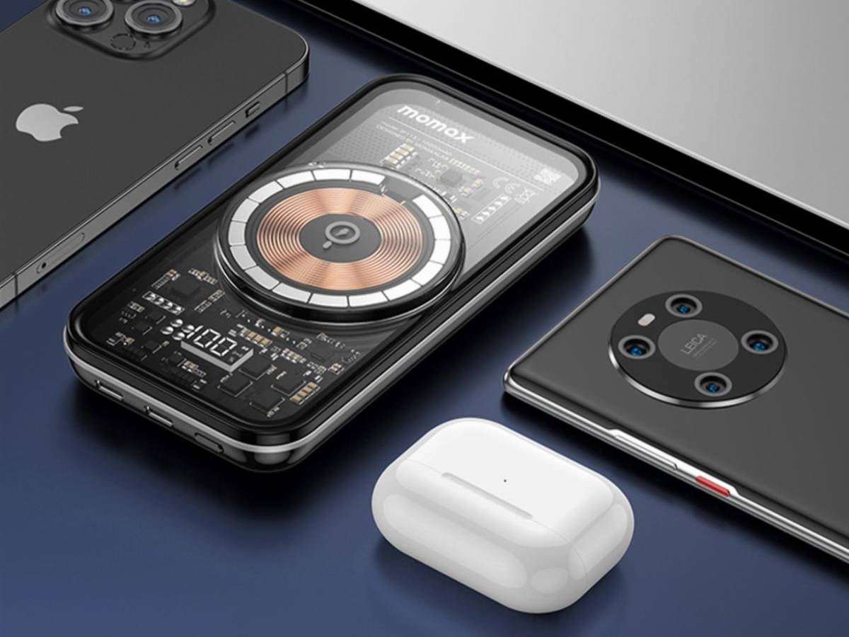 苹果便携无线充电板特别版:MOMAX透明磁吸充电宝迎来新成员，双USB-C接口最大功率35W